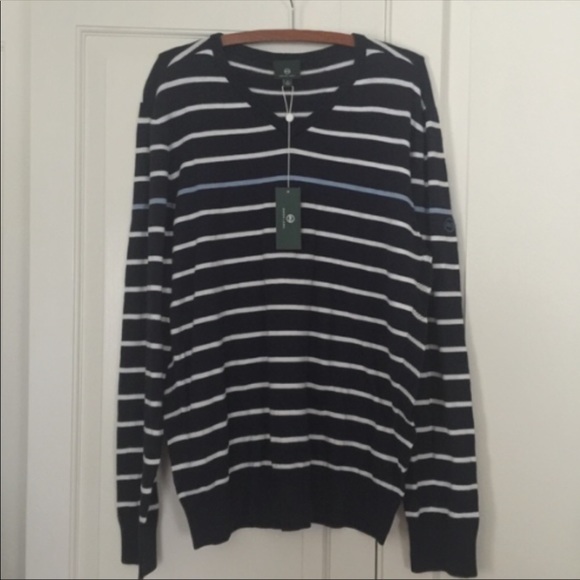AG Jeans Farrell V-Neck Cashmere Stripe XL Sweater - Picture 8 of 8